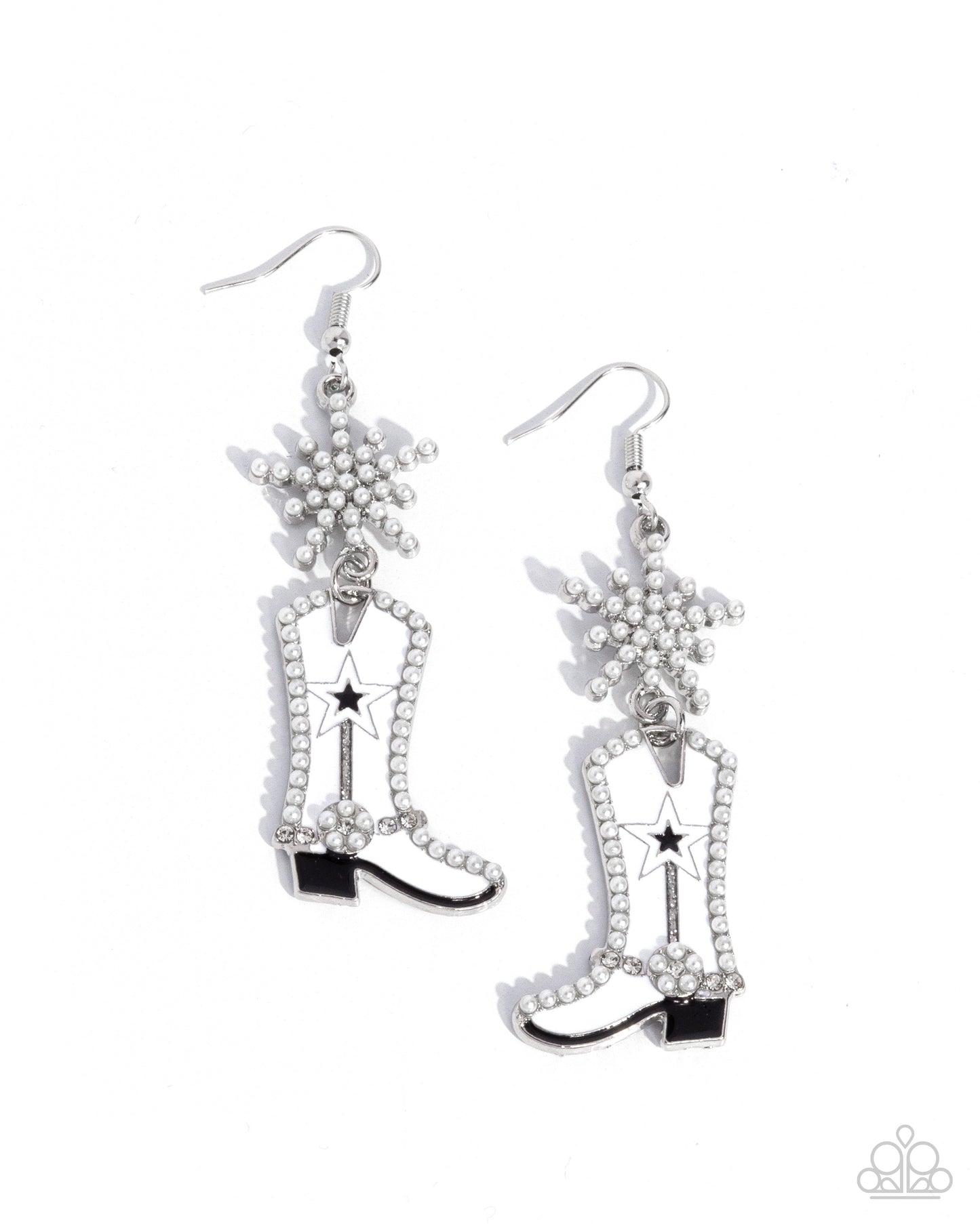 Compelling Cowboy - White - Paparazzi Earrings