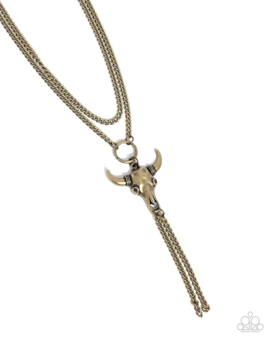 Layered Longhorn - Brass - Paparazzi Necklace