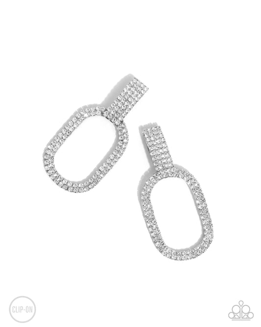 Guarded Glitz - White - Paparazzi Earrings