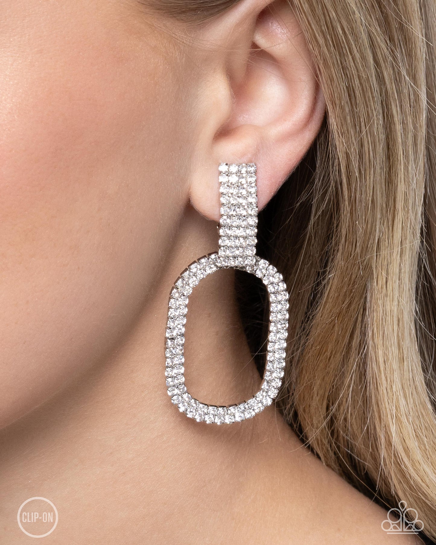 Guarded Glitz - White - Paparazzi Earrings