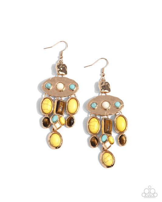 Inspired Interval - Yellow - Paparazzi Earrings