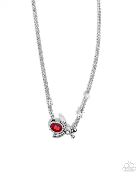 Bedazzled Beetle - Red - Paparazzi Necklace