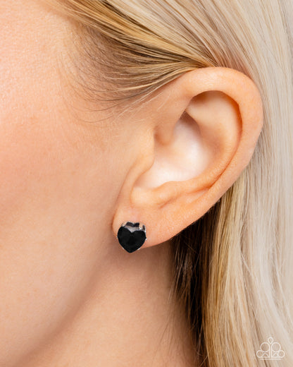 Sweetheart Stunner - Black - Paparazzi Earrings