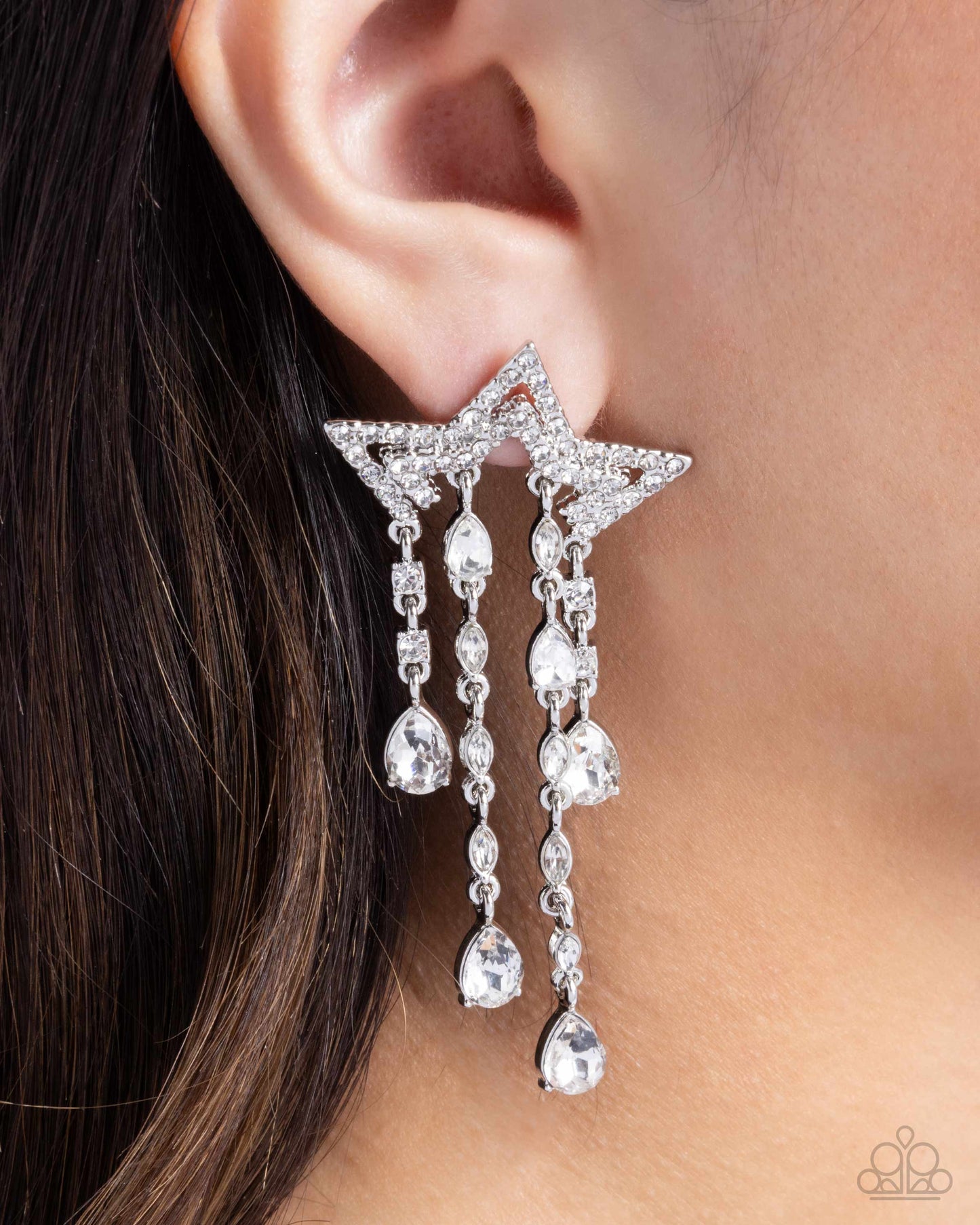 Stellar Scale - White - Paparazzi Earrings