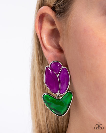 Tulip Triumph - Purple - Paparazzi Earrings