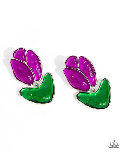 Tulip Triumph - Purple - Paparazzi Earrings