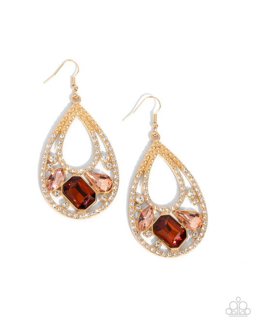 Teardrop Trifecta - Brown - Paparazzi Earrings