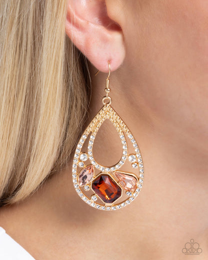 Teardrop Trifecta - Brown - Paparazzi Earrings