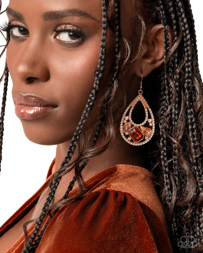 Teardrop Trifecta - Brown - Paparazzi Earrings