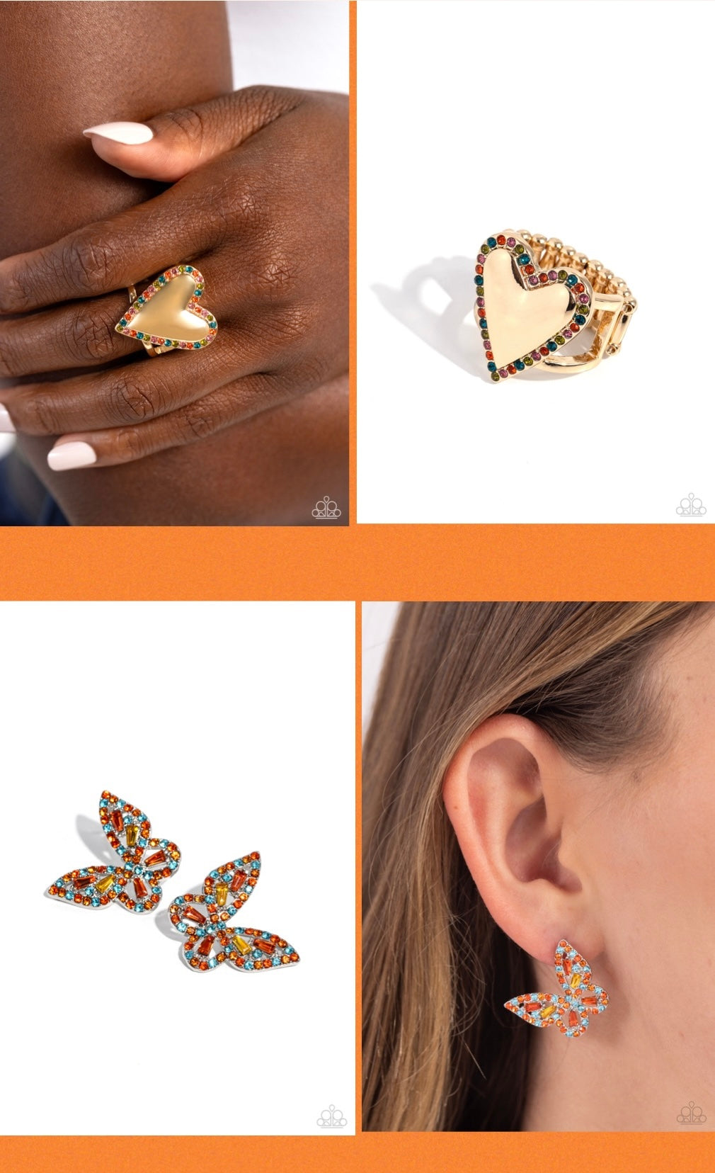 Tilted Takeoff - Orange Paparazzi Earrings and Smitten Shimmer - Gold Ring