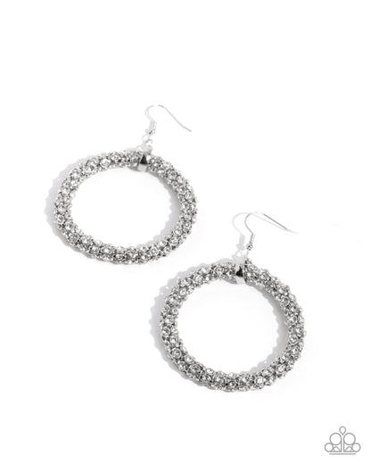 Breathtaking Beacon - White - Paparazzi Earrings