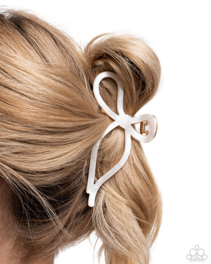 Coquette Clip - White - Paparazzi Hair Clip