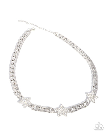 Uncle Sam Stars - White - Paparazzi Necklace
