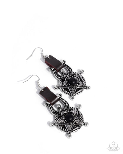Western Warden - Black - Paparazzi Earrings