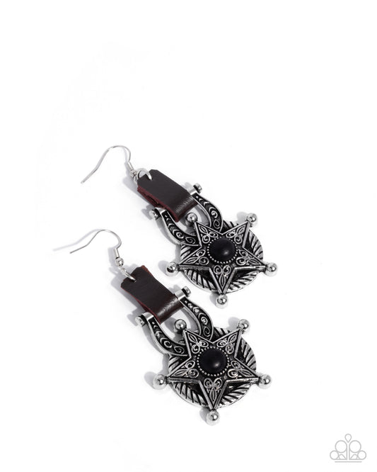 Western Warden - Black - Paparazzi Earrings