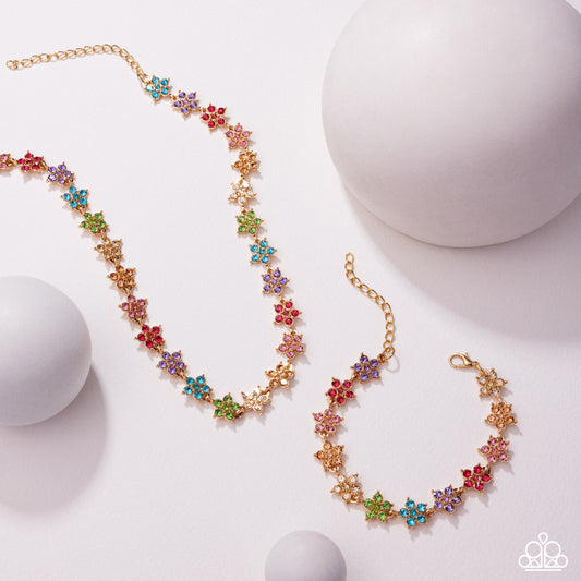 Floral Field Multi- Paparazzi Necklace and Floral Flatland Multi Bracelet (2-Piece Set)