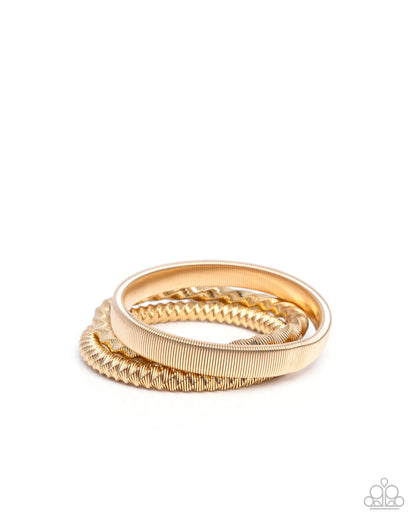 Candescent Coils - Gold - Necklace and Tailored Texture - Gold Bracelet