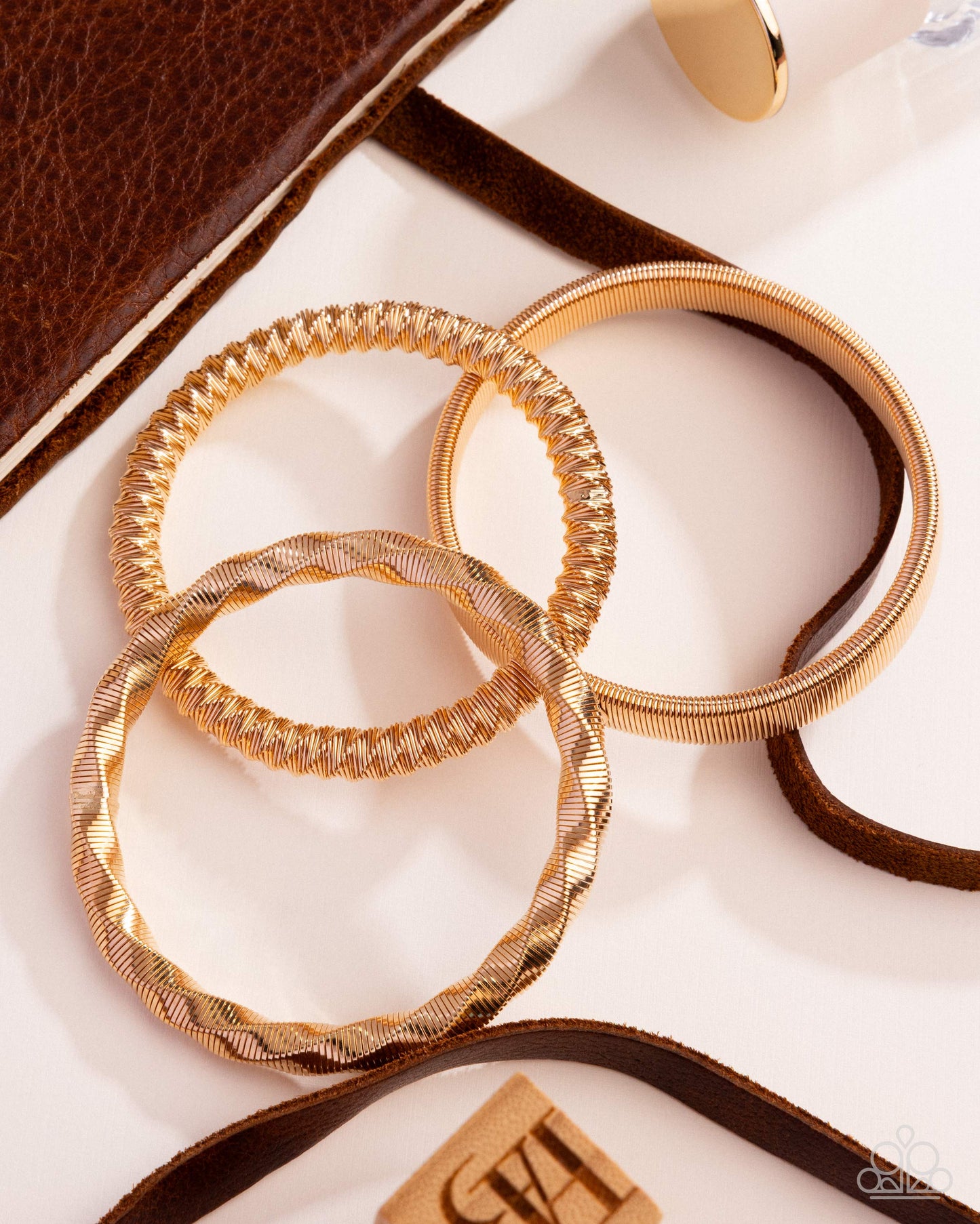 Candescent Coils - Gold - Necklace and Tailored Texture - Gold Bracelet