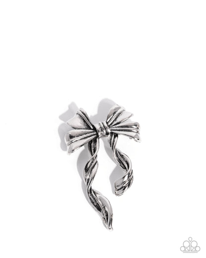 Bow Bonanza - Silver - Paparazzi Brooch