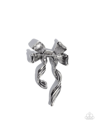 Bow Bonanza - Silver - Paparazzi Brooch