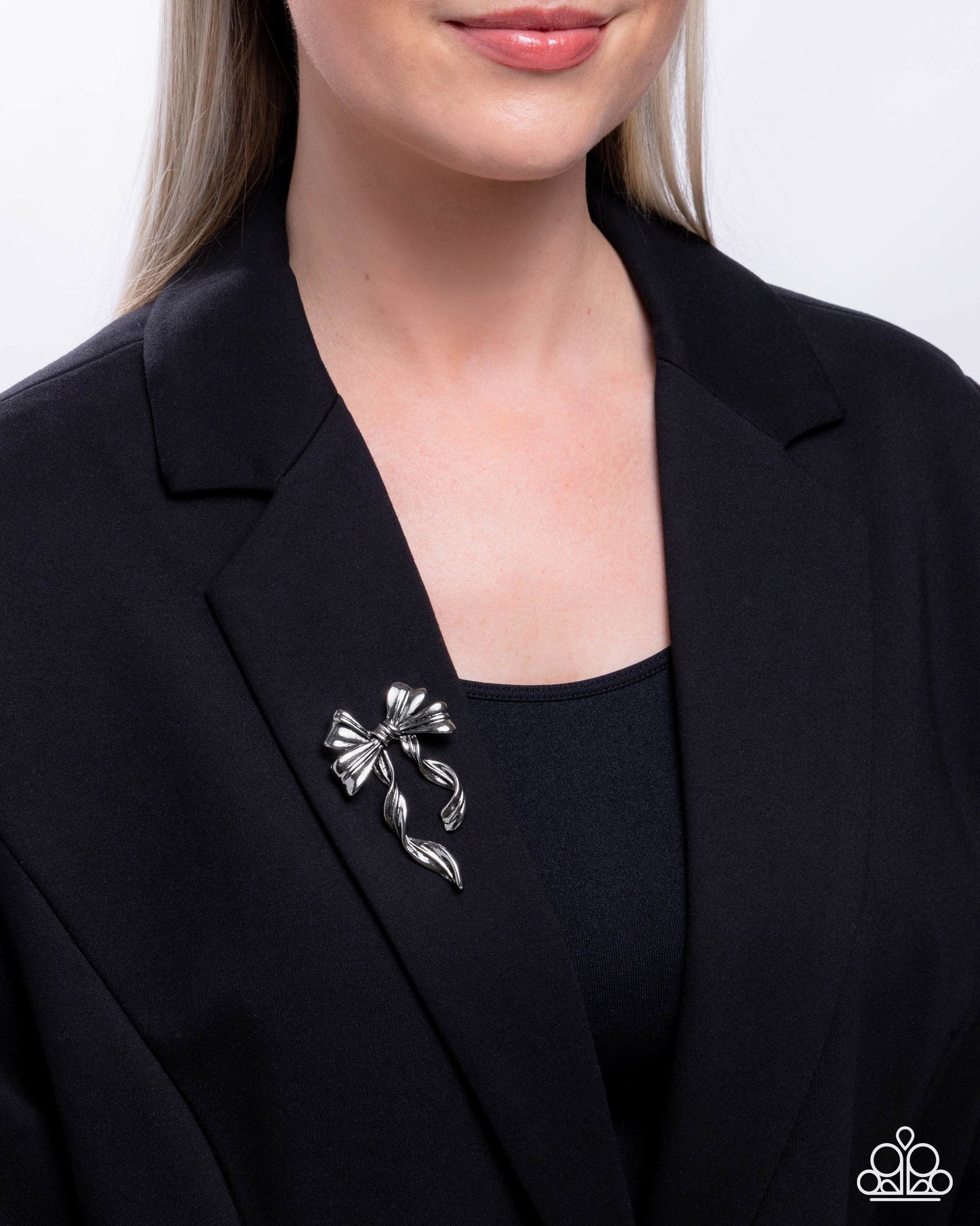 Bow Bonanza - Silver - Paparazzi Brooch