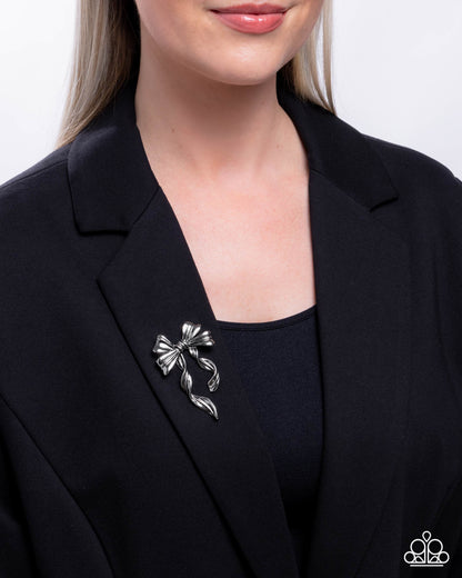 Bow Bonanza - Silver - Paparazzi Brooch