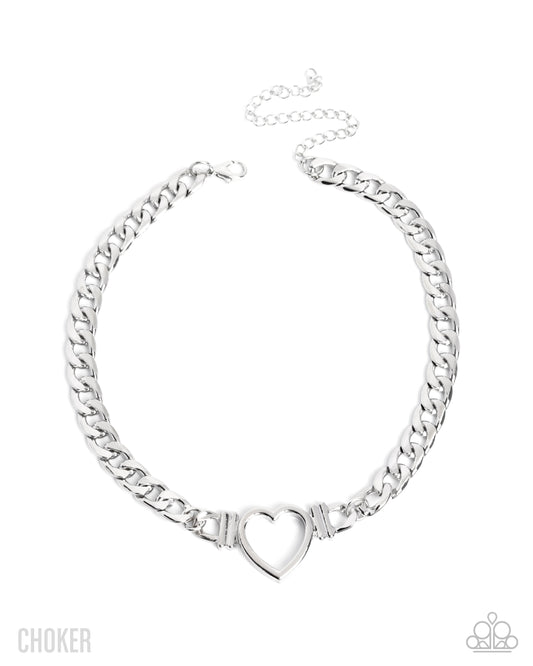 Heartfelt Hunch - Silver - Paparazzi Necklace