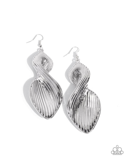 Skinny Spiral - Silver - Paparazzi Earrings