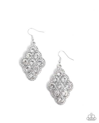 Scalloped Shimmer - White - Paparazzi Earrings