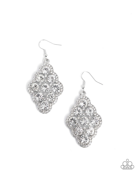 Scalloped Shimmer - White - Paparazzi Earrings