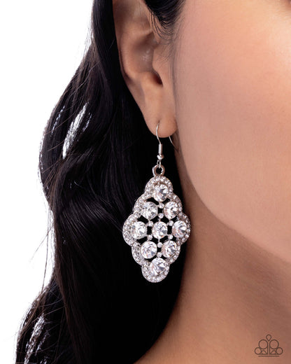 Scalloped Shimmer - White - Paparazzi Earrings