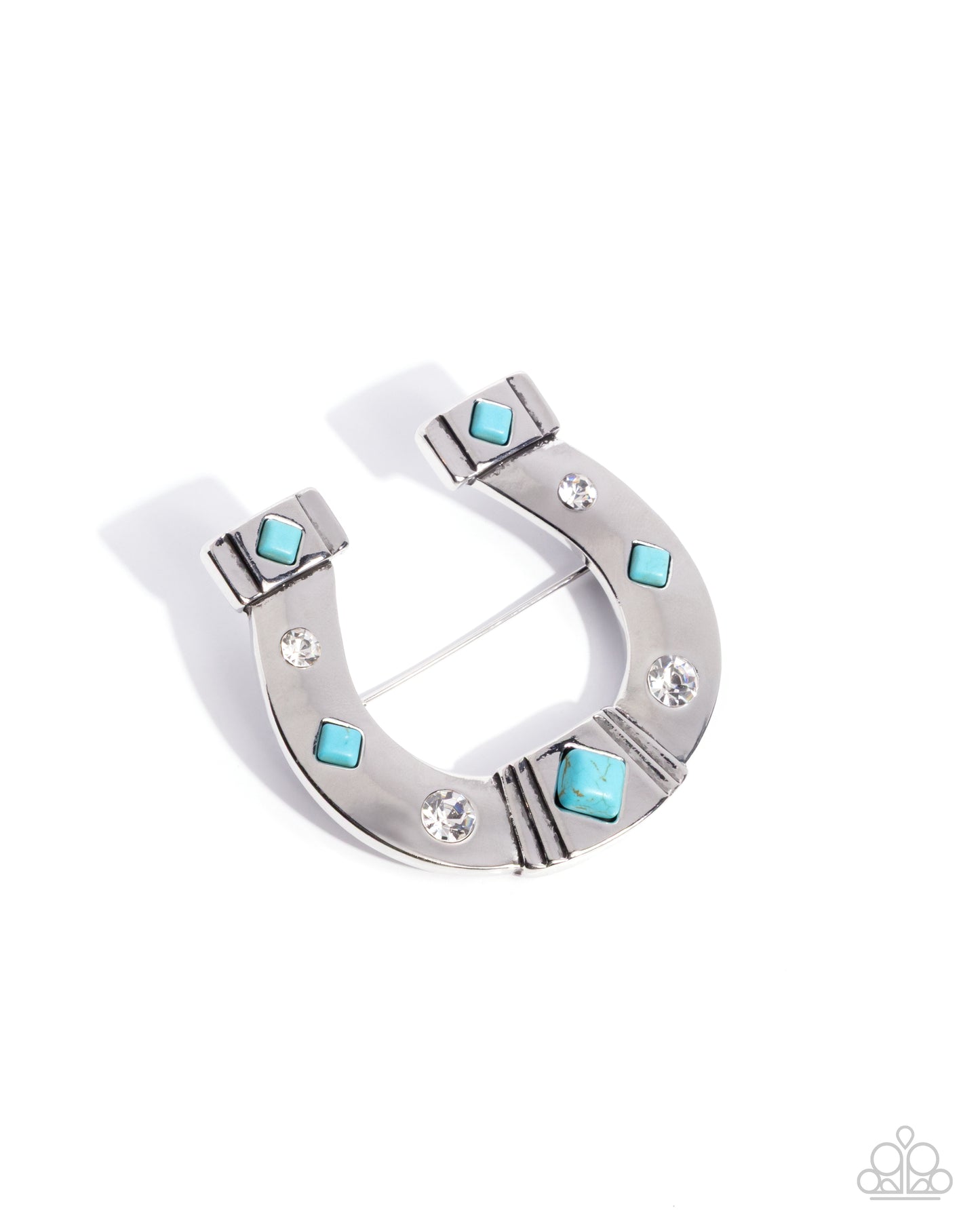 Horseshoe Horizon - Blue - Paparazzi Brooch