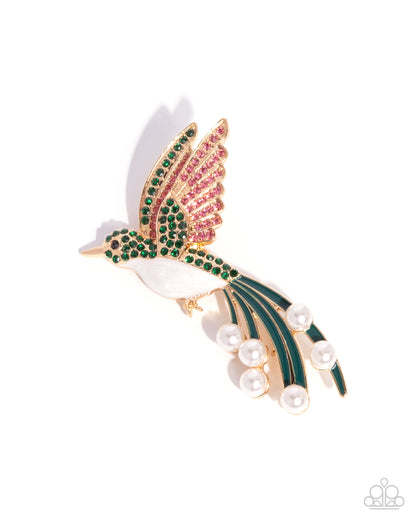 Hummingbird Homage - Green - Paparazzi Brooch