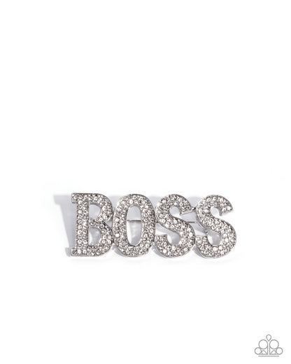 Blingy Boss - White - Paparazzi Brooch