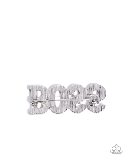 Blingy Boss - White - Paparazzi Brooch
