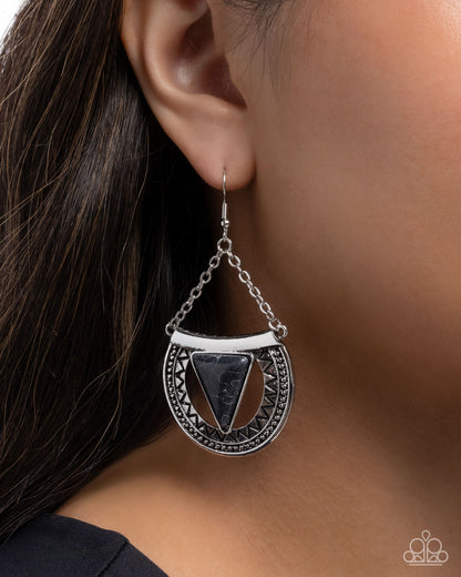 Adorably Ancient - Black - Paparazzi Earrings