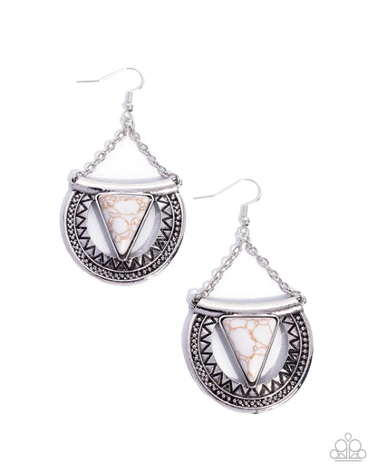 Adorably Ancient - White - Paparazzi Earrings