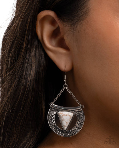 Adorably Ancient - White - Paparazzi Earrings