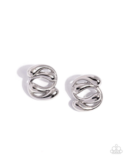 Swirled Sass - Silver - Paparazzi Earrings