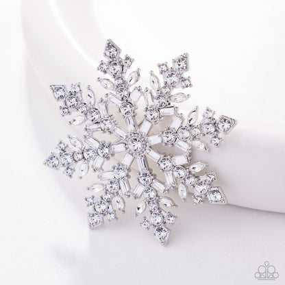Snowflake Solstice - White - Paparazzi Brooch