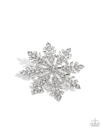 Snowflake Solstice - White - Paparazzi Brooch