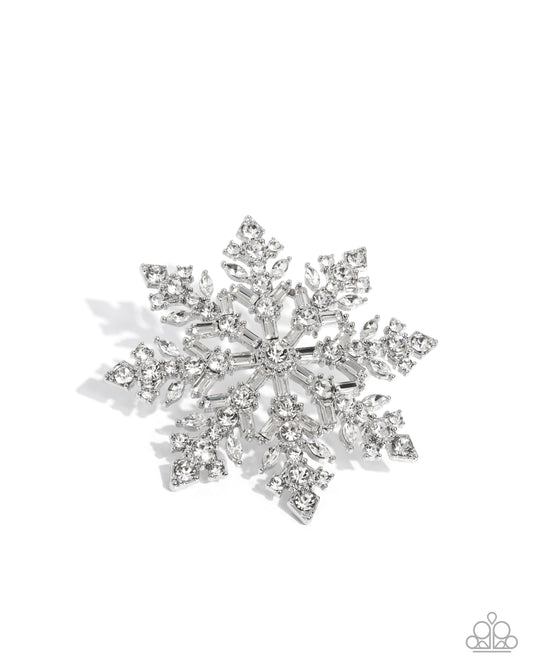 Snowflake Solstice - White - Paparazzi Brooch