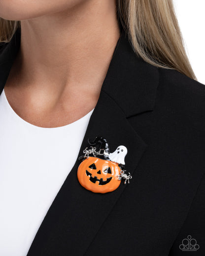 Historic Halloween - Orange - Paparazzi Brooch