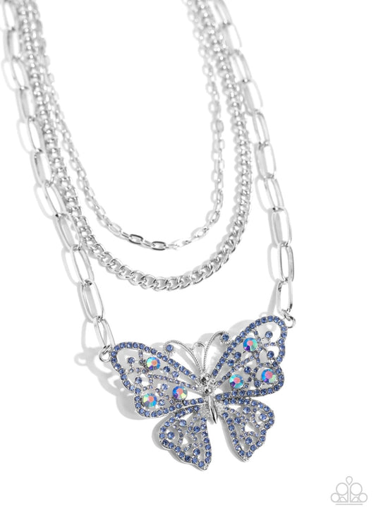 Winged Wonder - Blue Butterfly - Paparazzi Necklace