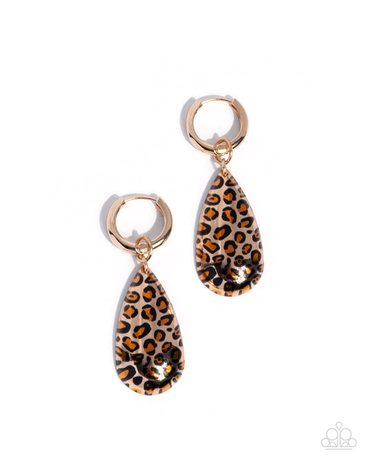 Caged Cheetah - Gold Paparazzi Earrings
