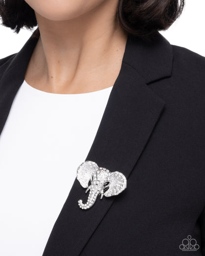 Elephant Empathy - White - Paparazzi Brooch