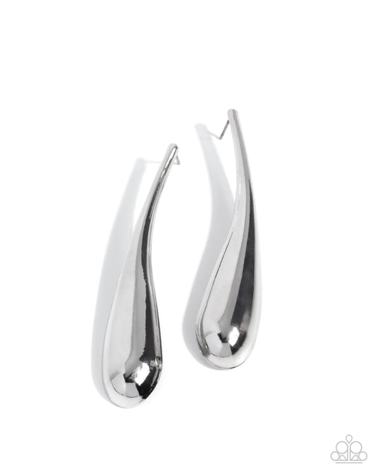Coming Soon - Elongated Effort - Silver - Paparazzi Earrings