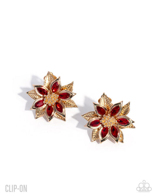 Perceptive Poinsettia - Red - Paparazzi Clip On Earrings