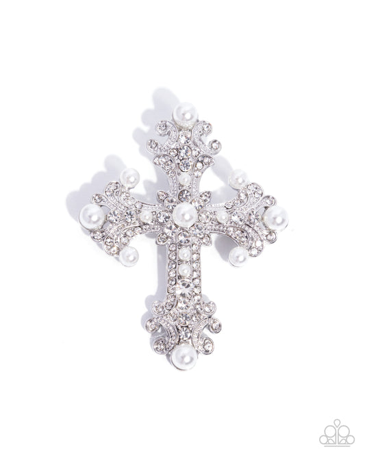Coming Soon - Candescent Cross - White - Paparazzi Brooch