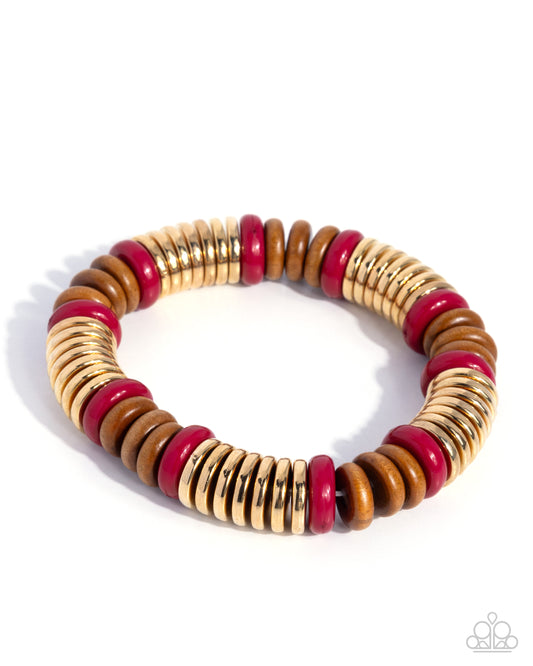 Wood Work - Red - Paparazzi Bracelet